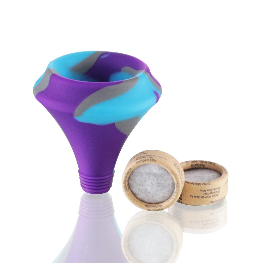 Silicone Mouth piece and filter kit - Purple/Blue standing