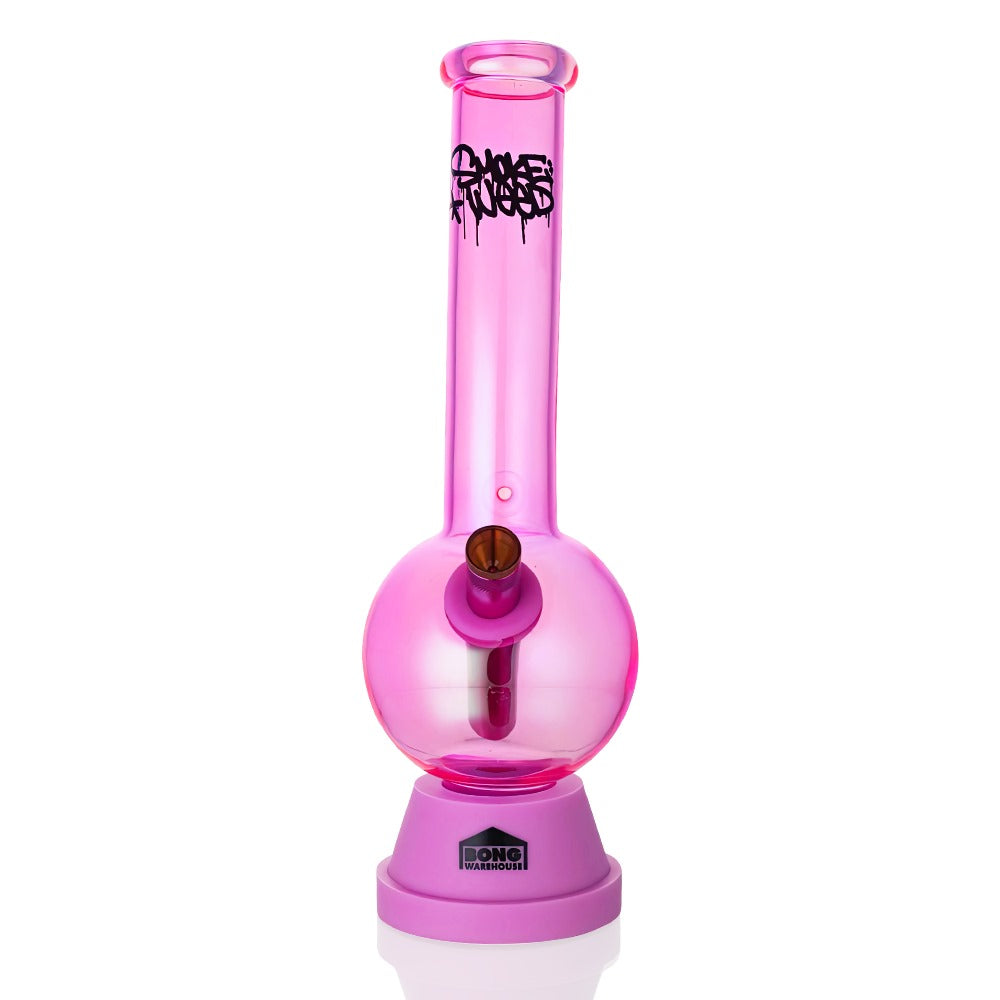 Smoke Weed 27cm Tall Bubble Glass Bong - Pink front