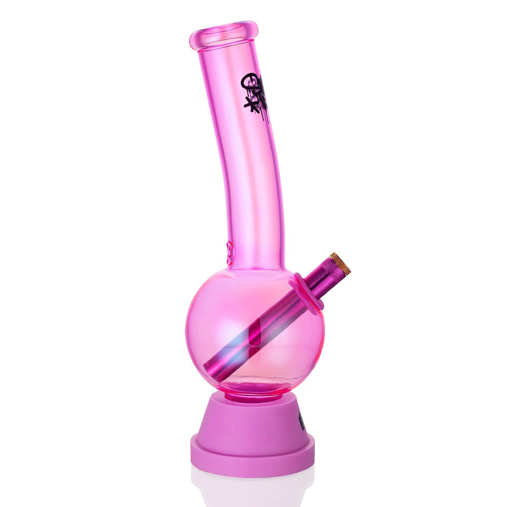 Smoke Weed 27cm Tall Bubble Glass Bong - Pink right side