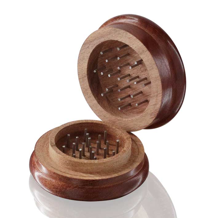 Eco Wooden Weed Grinder - Dark wood open