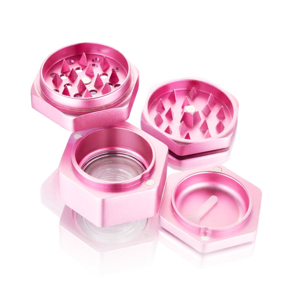 BW - Hex Aluminium Metal Herb Grinder - Pink