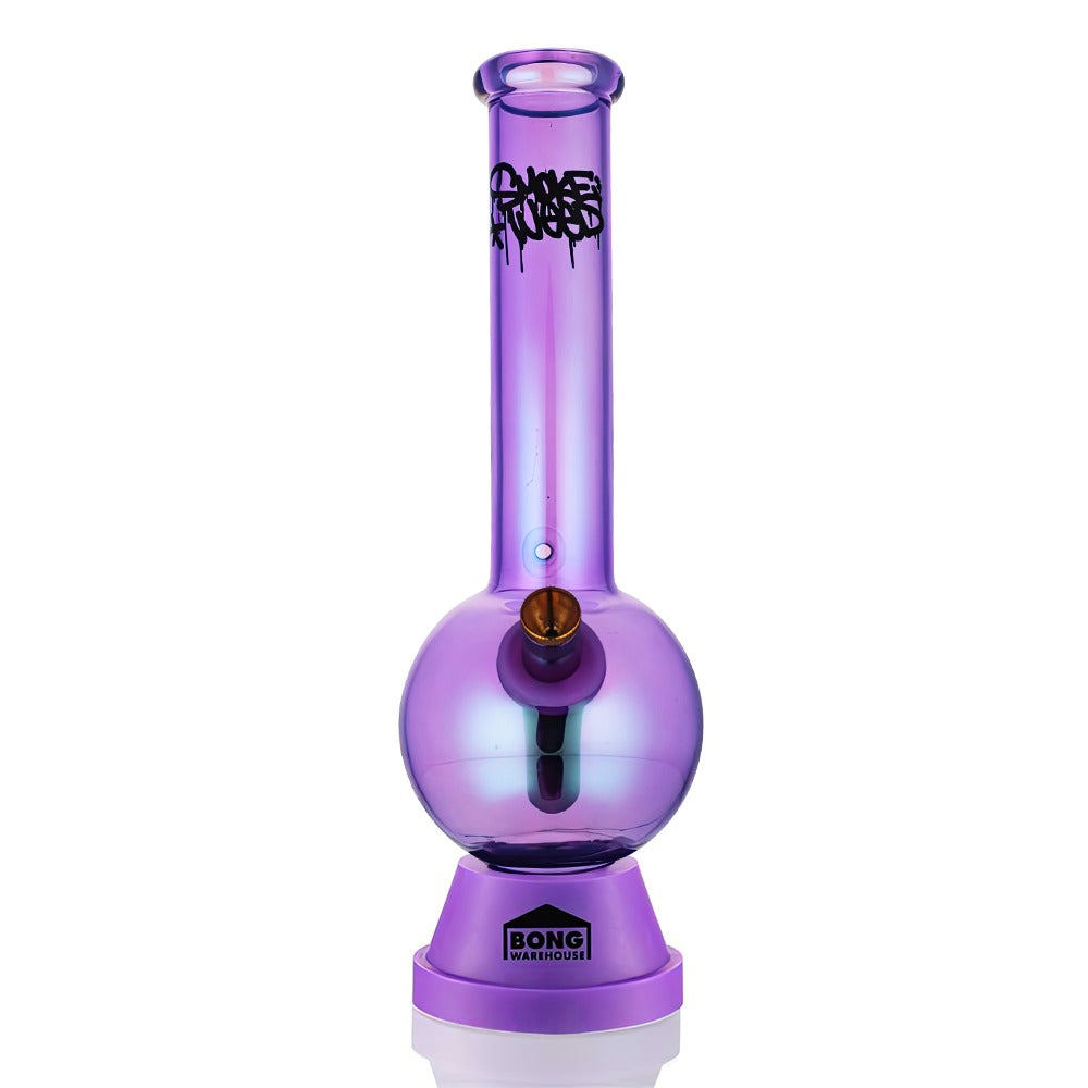 BW - Purple Smoke Weed Tall Bubble Glass Bong 27cm