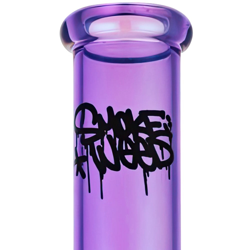 BW - Purple Smoke Weed Tall Bubble Glass Bong 27cm
