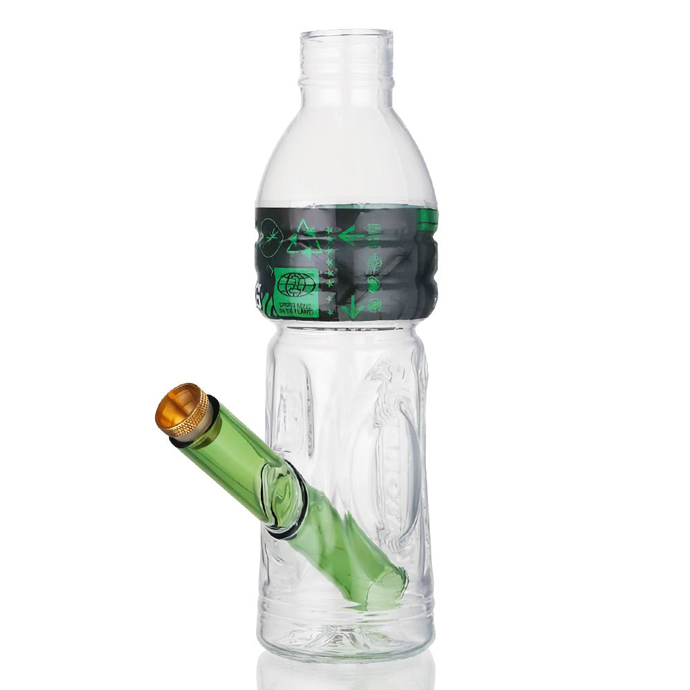 Gatorbeug G2 Mini Glass Bong 18.5cm in Green with Cone Piece & Down stem - Back View