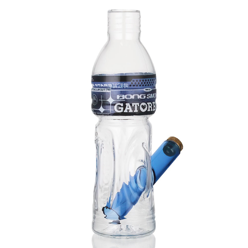 Gatorbeug G2 Mini Glass Bong 18.5cm in Blue - Baclk view & Downstem