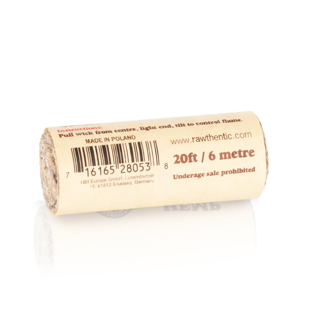 RAW - Organic Hemp Wick 20ft / 6m - Natural