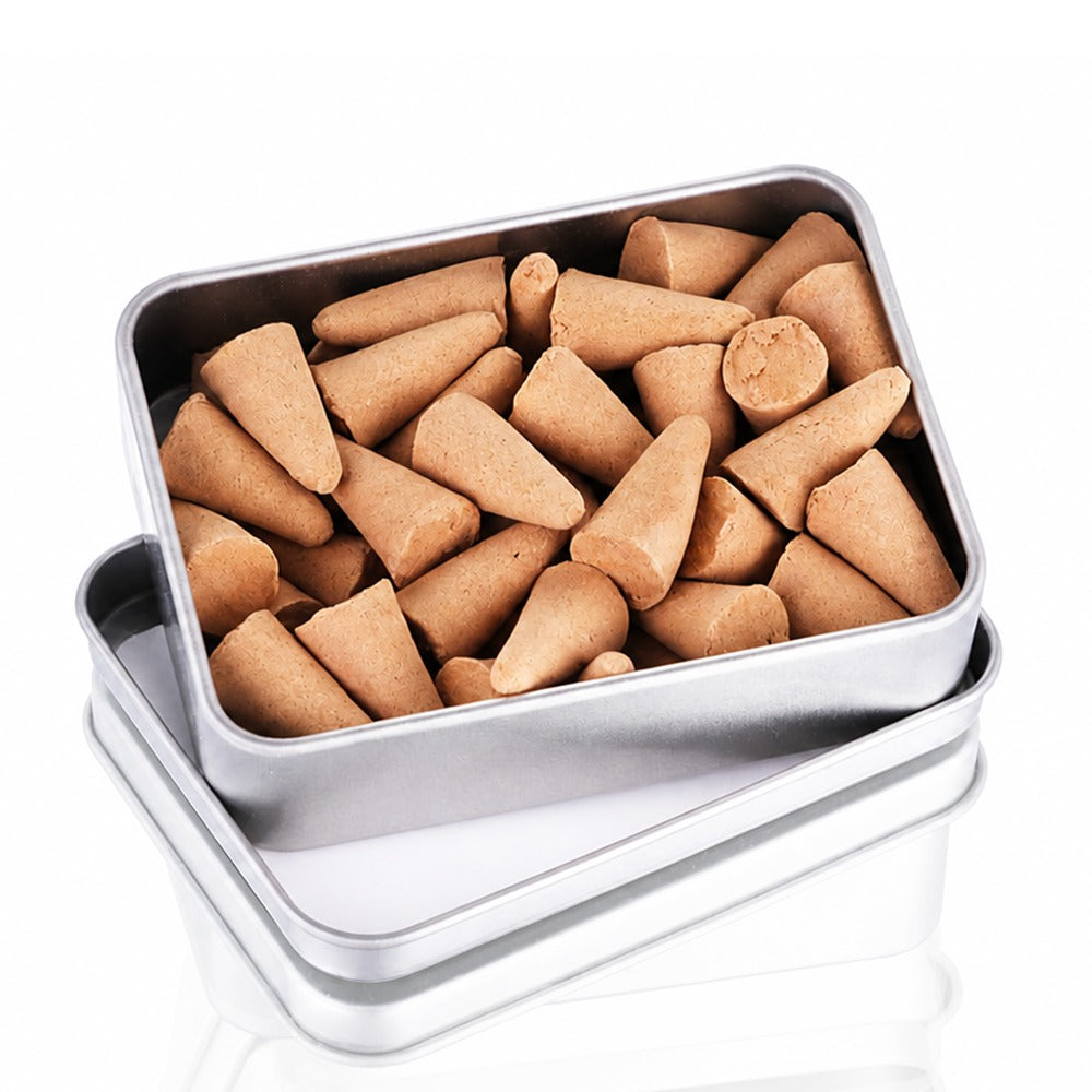 Refillable metal tin filled with hand-poured Alright Not Alright × SRHUB incense cones — apple, green note and sandalwood, made in Thailand