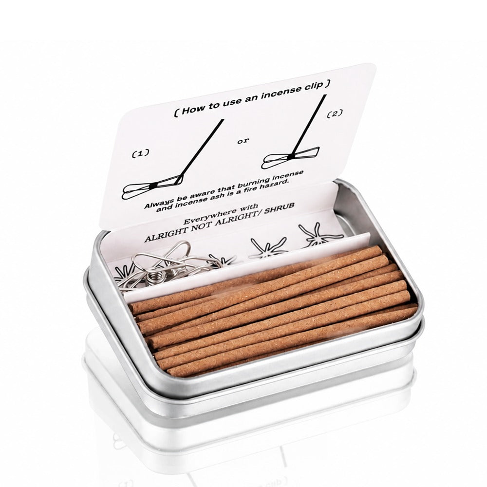 Apple, green note and sandalwood incense sticks by SRHUB in an open tin with instruction card | Bong Warehouse