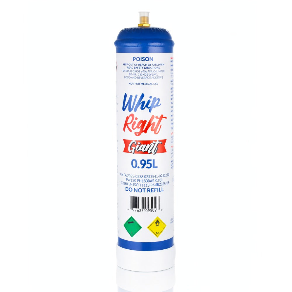 Whip Right Giant whipped cream canister on a white background