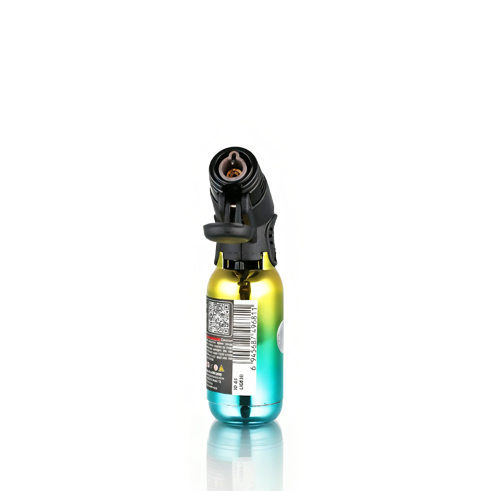Zengaz - Angle Torch Lighter - Ombre Blue Gold with a gradient color design on a white background