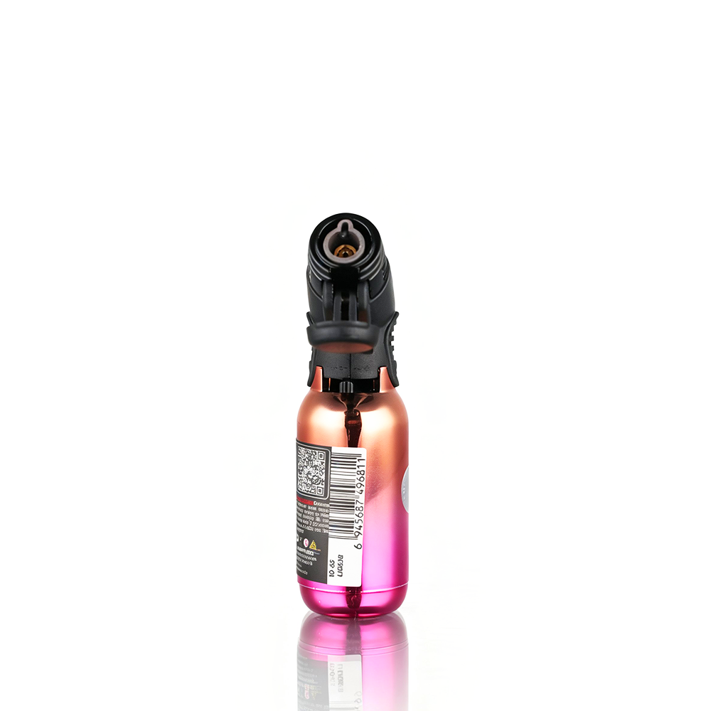 Zengaz - Angle Torch Lighter - Ombre Peach Pink lighter with black top on a white background