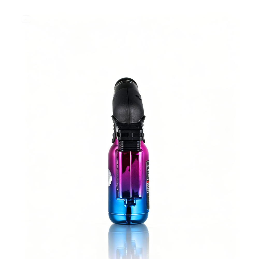 Gradient Zengaz - Angle Torch Lighter - Ombre Pink Blue with black cap on a white background