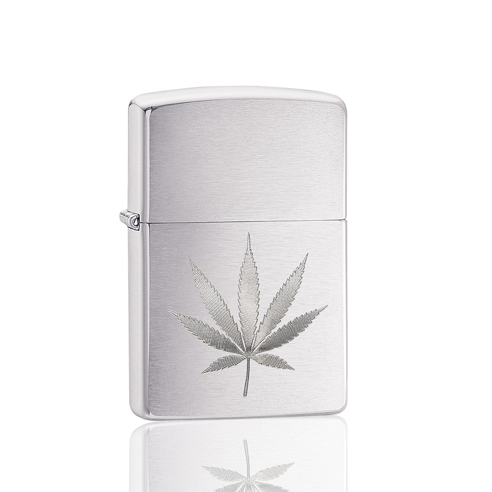 Zippo Lighter - Brushed Chrome Weed Leaf_6