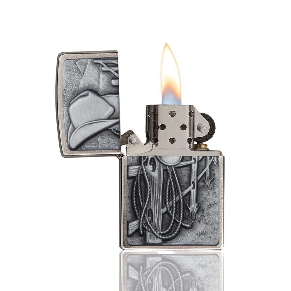 Zippo Lighter - Cowboy - Brushed Chrome_3