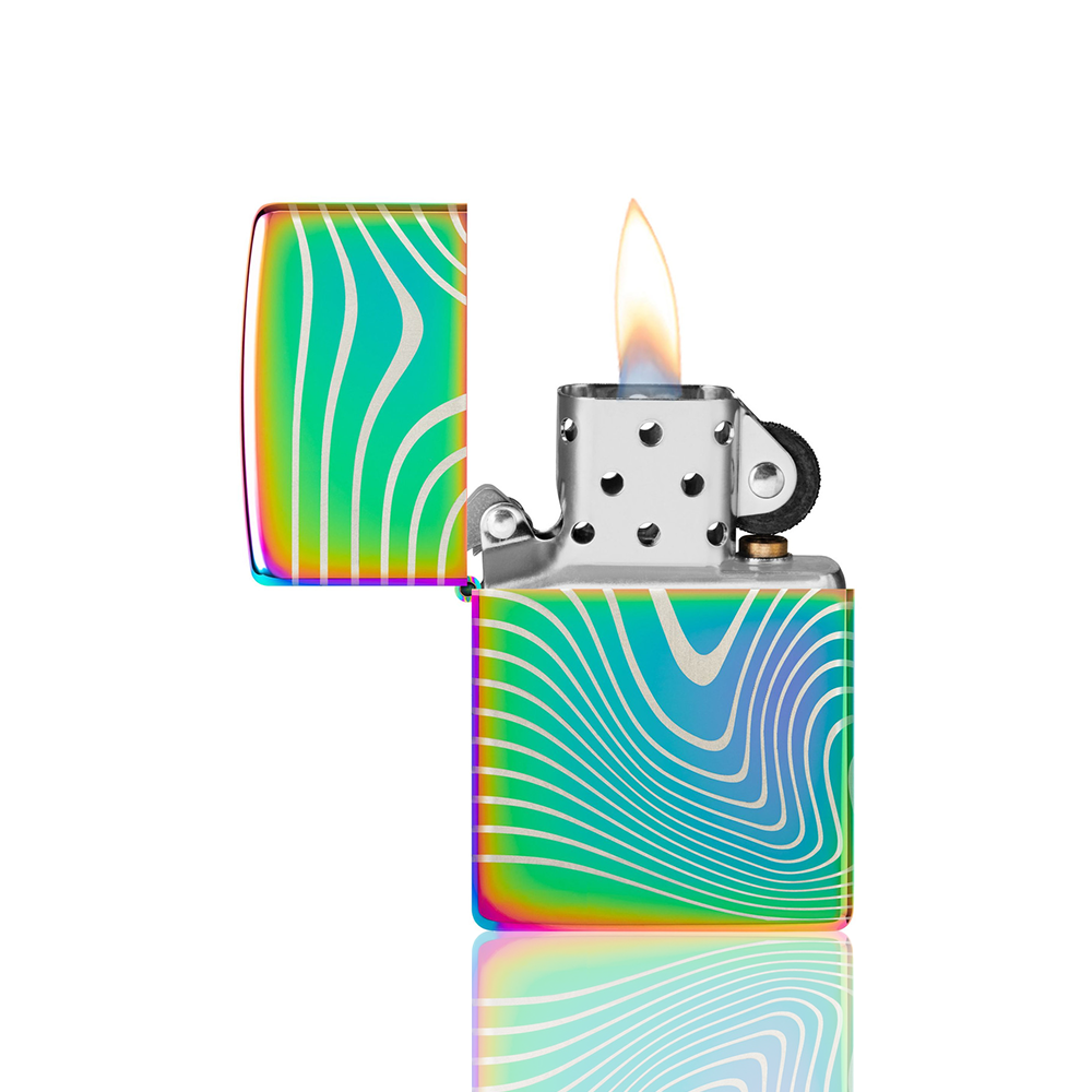 Zippo Lighter - Rainbow Wavy Pattern Laser 360°_3