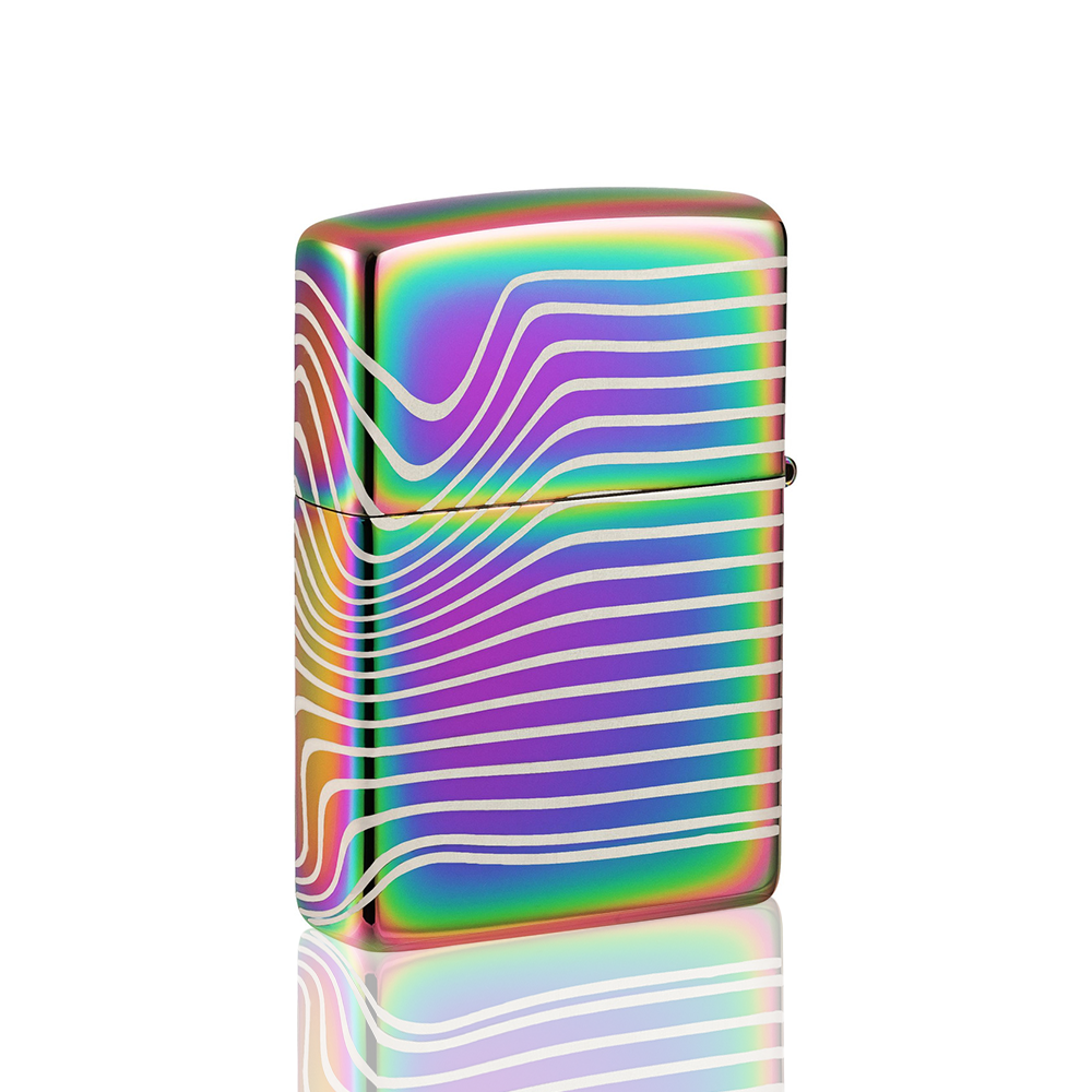 Zippo Lighter - Rainbow Wavy Pattern Laser 360°_6