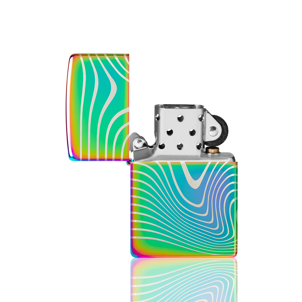 Zippo Lighter - Rainbow Wavy Pattern Laser 360°_8