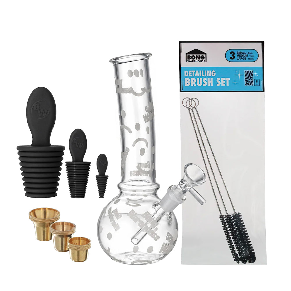 Bong Warehouse Bubble Bong with Metal Cone Piece & Cleaning Kit Bundle