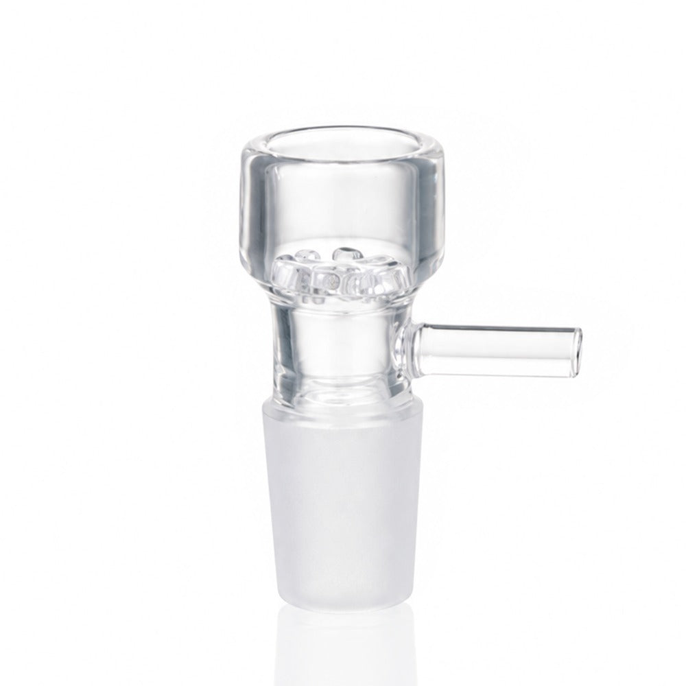 Honeycomb Screen Tab Handle Glass Cone Piece 18mm Male - Clear Front View | Bong Warehouse