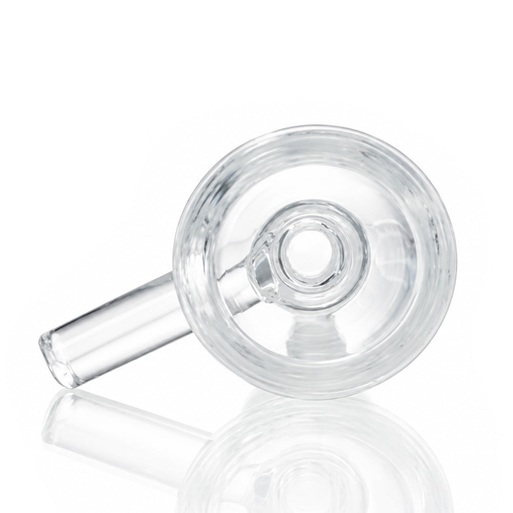 One-Piece Tab Handle Glass Bowl and Downstem 14mm Male - 85mm Top Down View of Funnel Bowl | Bong Warehouse