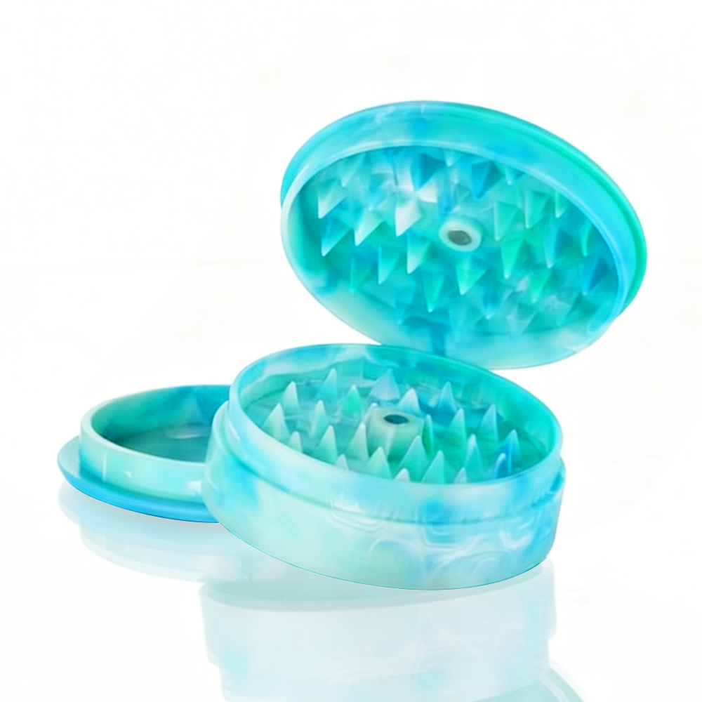 BW Plastic Herb 60mm Round Marble Blue plastic weed grinder