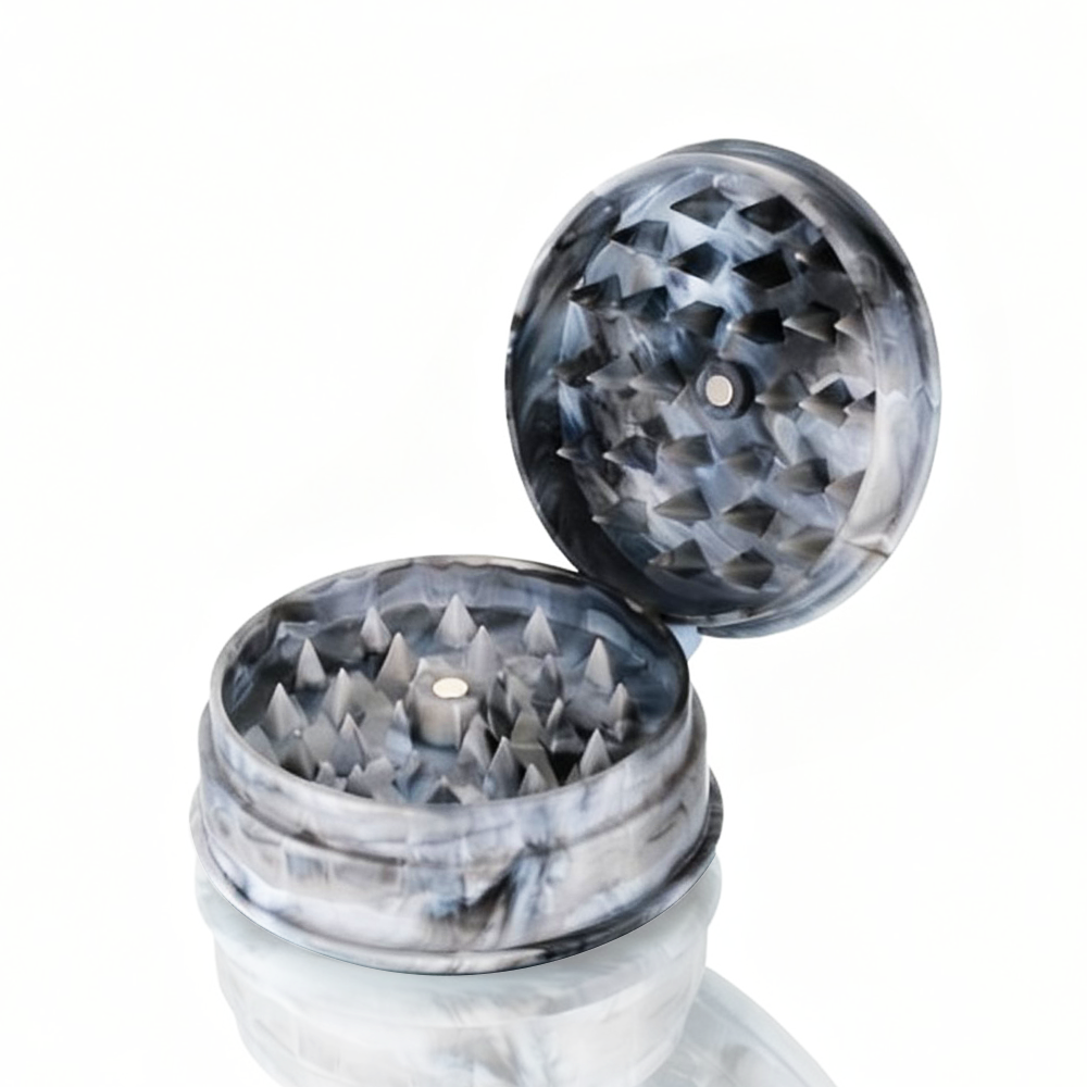 BW Plastic Herb 60mm Round Marble Grey plastic weed grinder