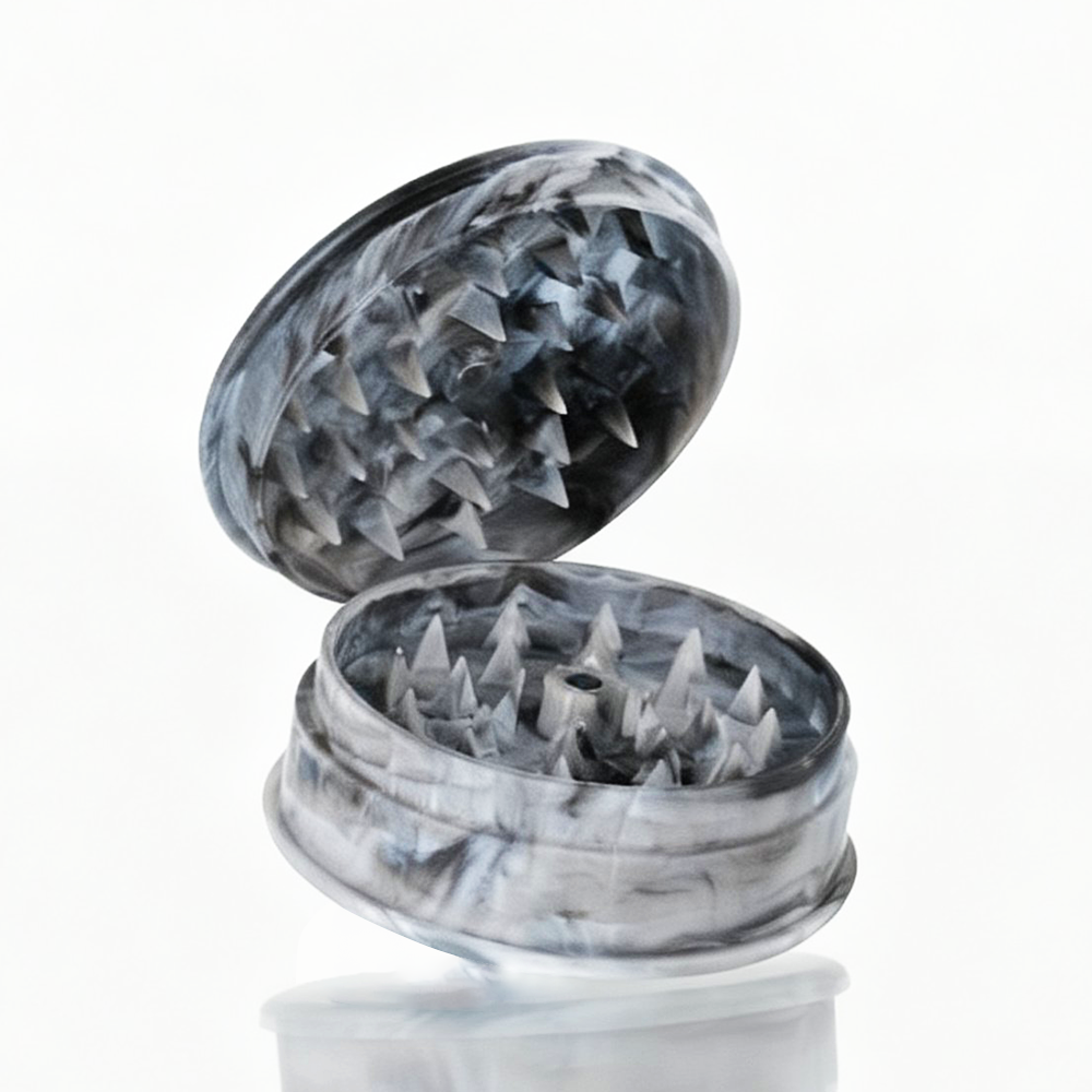 BW Plastic Herb 60mm Round Marble Grey plastic weed grinder