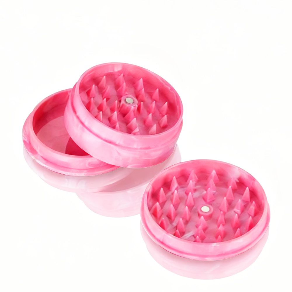 BW Plastic Herb 60mm Round Marble Pink plastic weed grinder
