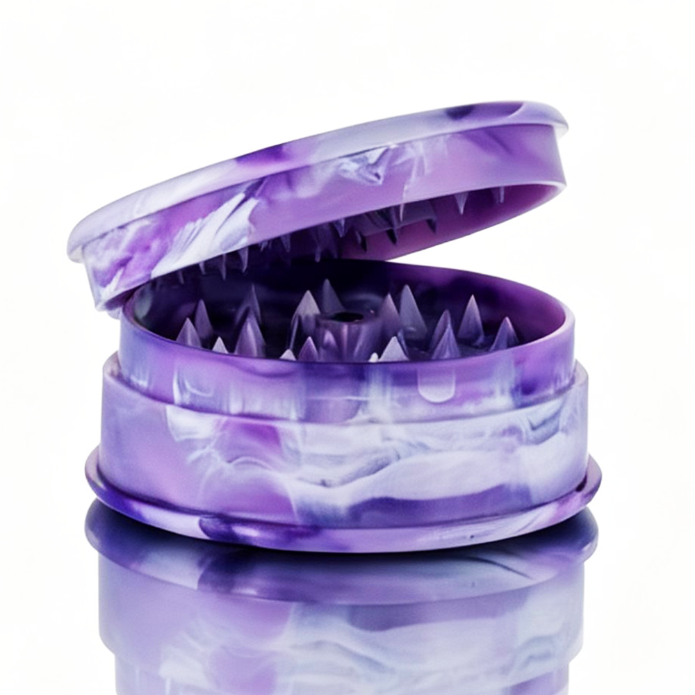 BW Plastic Herb 60mm Round Marble Purple plastic weed grinder