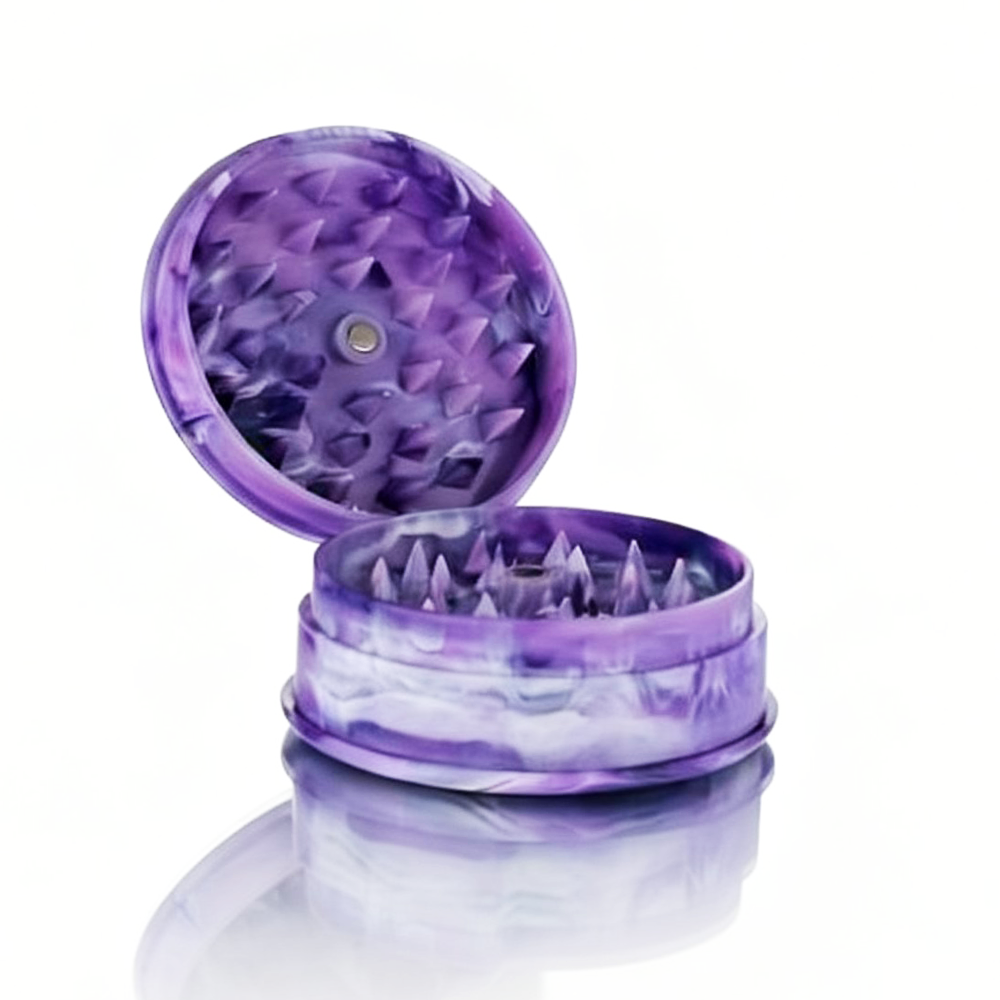 BW Plastic Herb 60mm Round Marble Purple plastic weed grinder