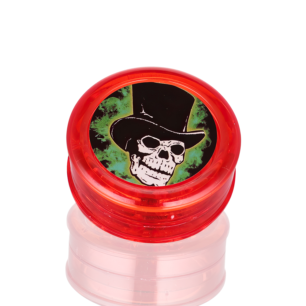 BW Plastic Herb 60mm Round Red Skull plastic weed grinder