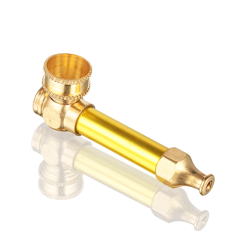 Bong Warehouse Side Top view of BW 5cm green metal dry pipe with gold finish
