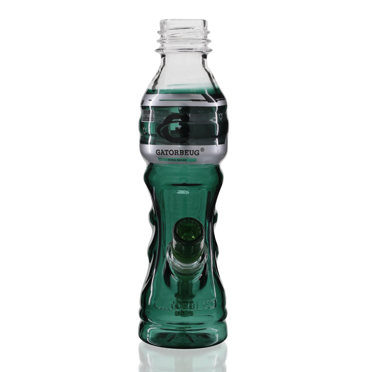 Gatorbeug G3 23cm glass bottle bong in teal with glass stem, front view