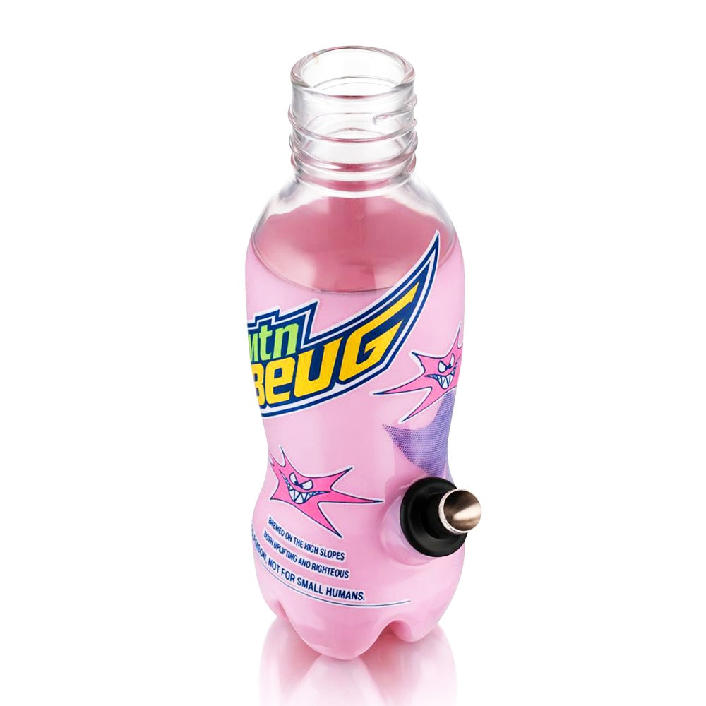 Gatorbeug MTN Beug 23cm glass bottle bong in pink with black metal stem, front view