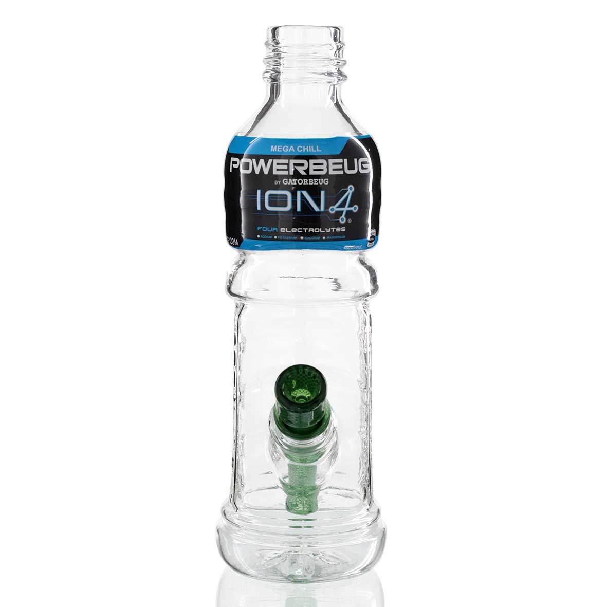 Gatorbeug Powerbeug 24cm glass bottle bong in clear with glass stem, front view