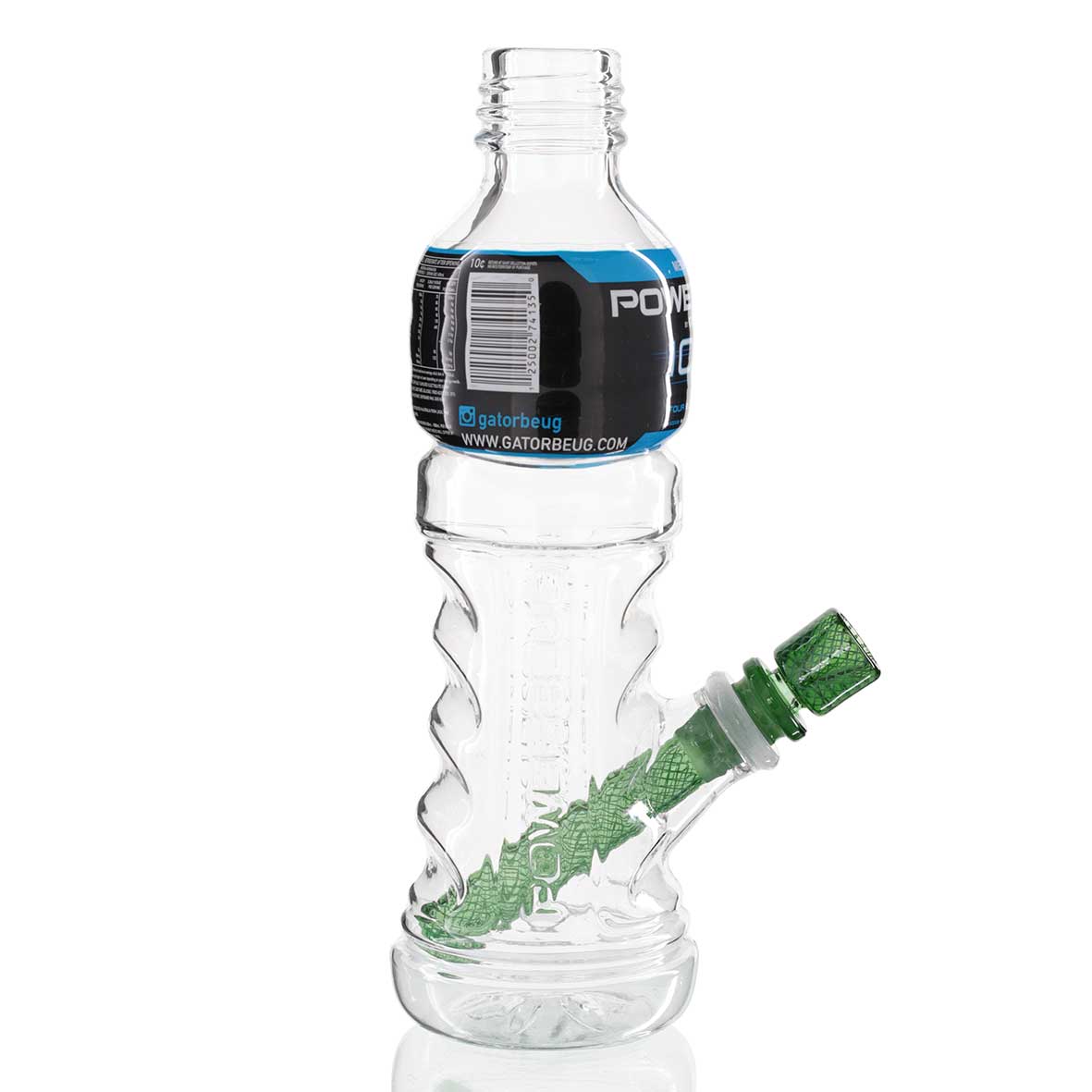 Gatorbeug Powerbeug 24cm glass bottle bong in clear with glass stem, left side view