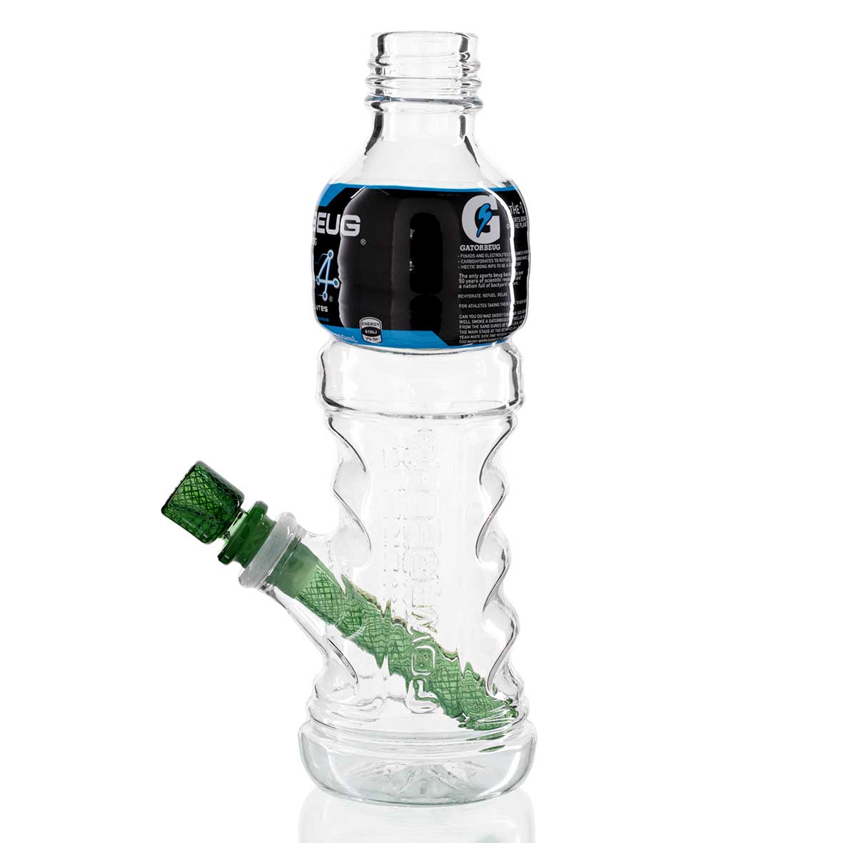Gatorbeug Powerbeug 24cm glass bottle bong in clear with glass stem, right side view