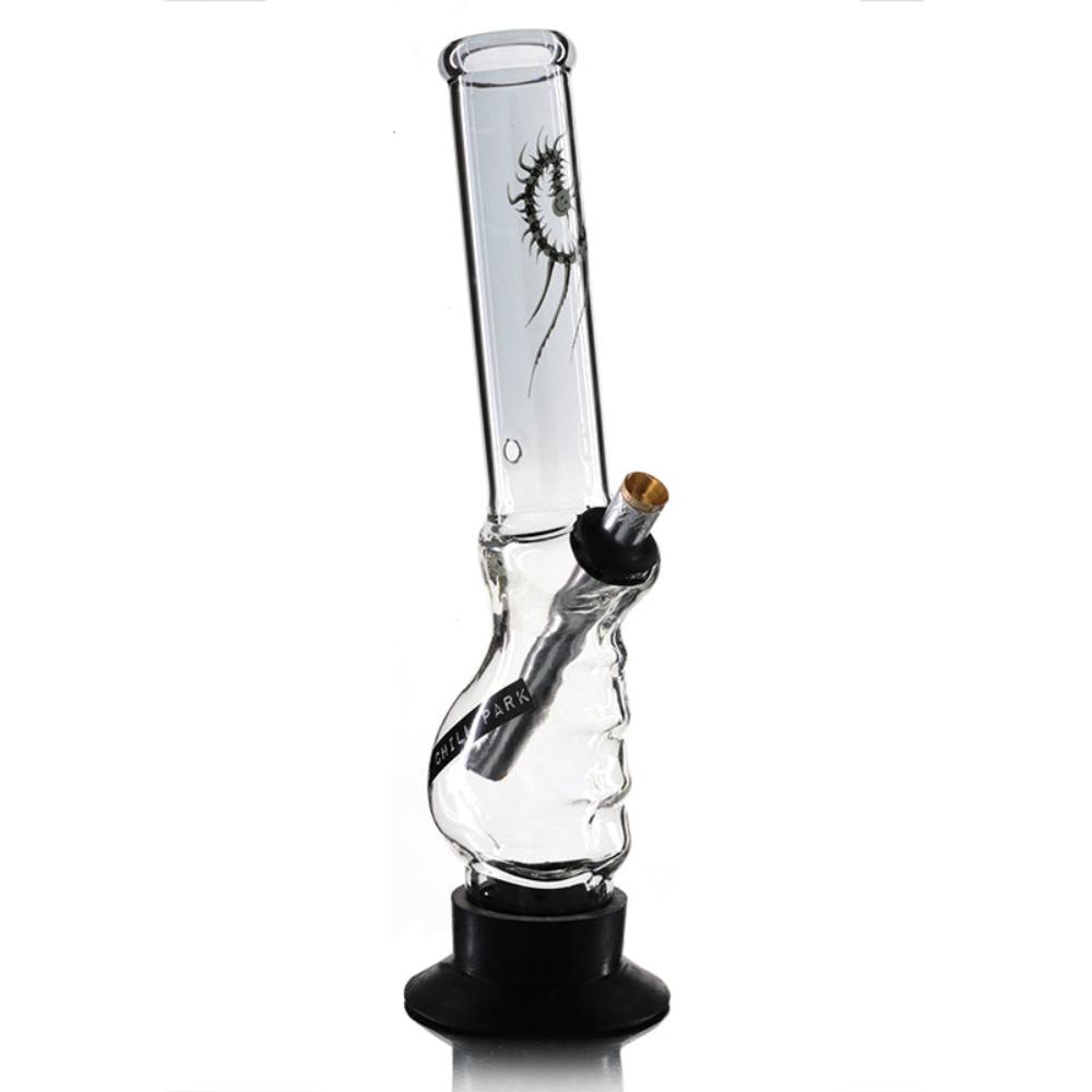 Large gripper 33cm glass bong with chrome centipede artwork, included in the Go Big Pack Bundle