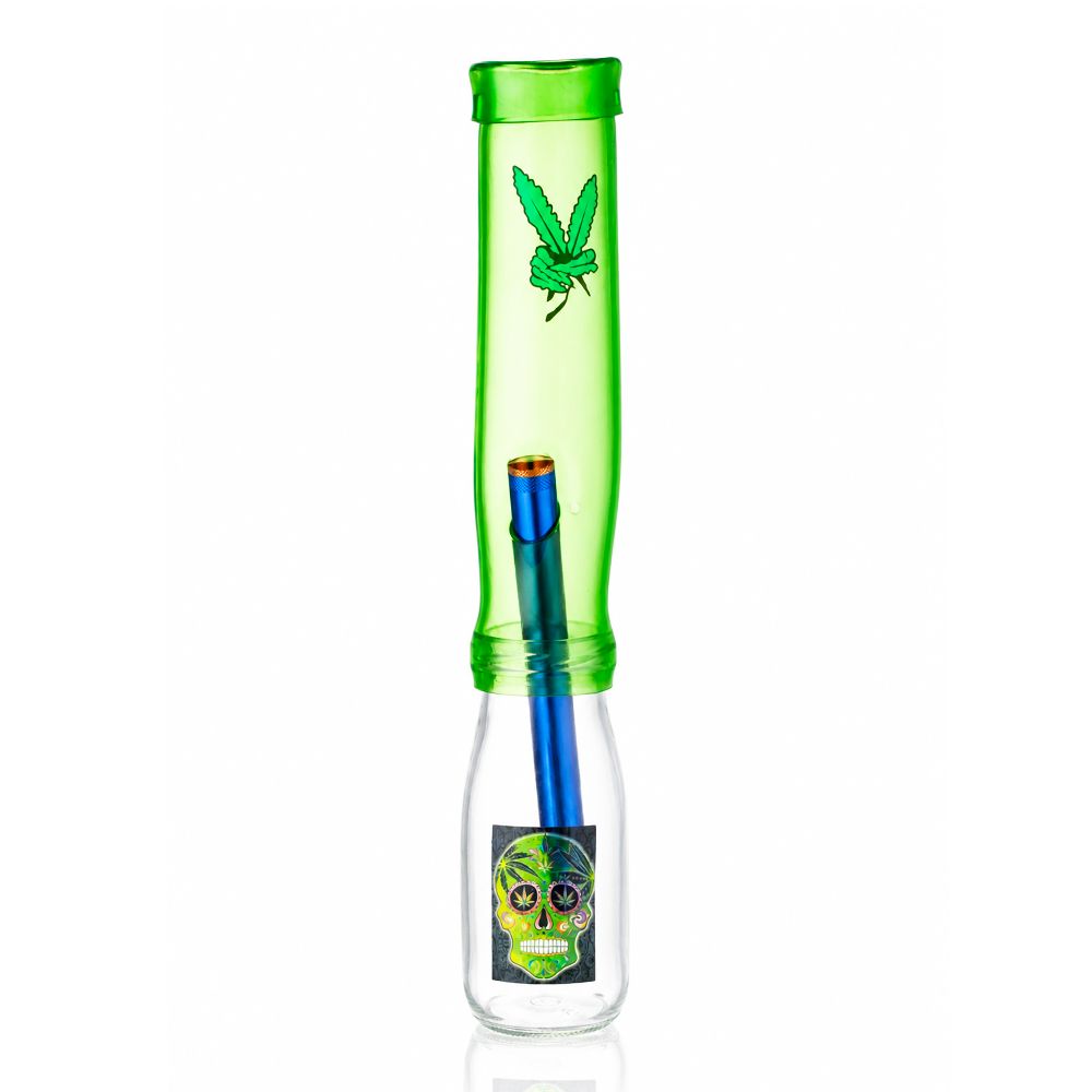 35cm Green Shisha Springer Bong front view with skull design