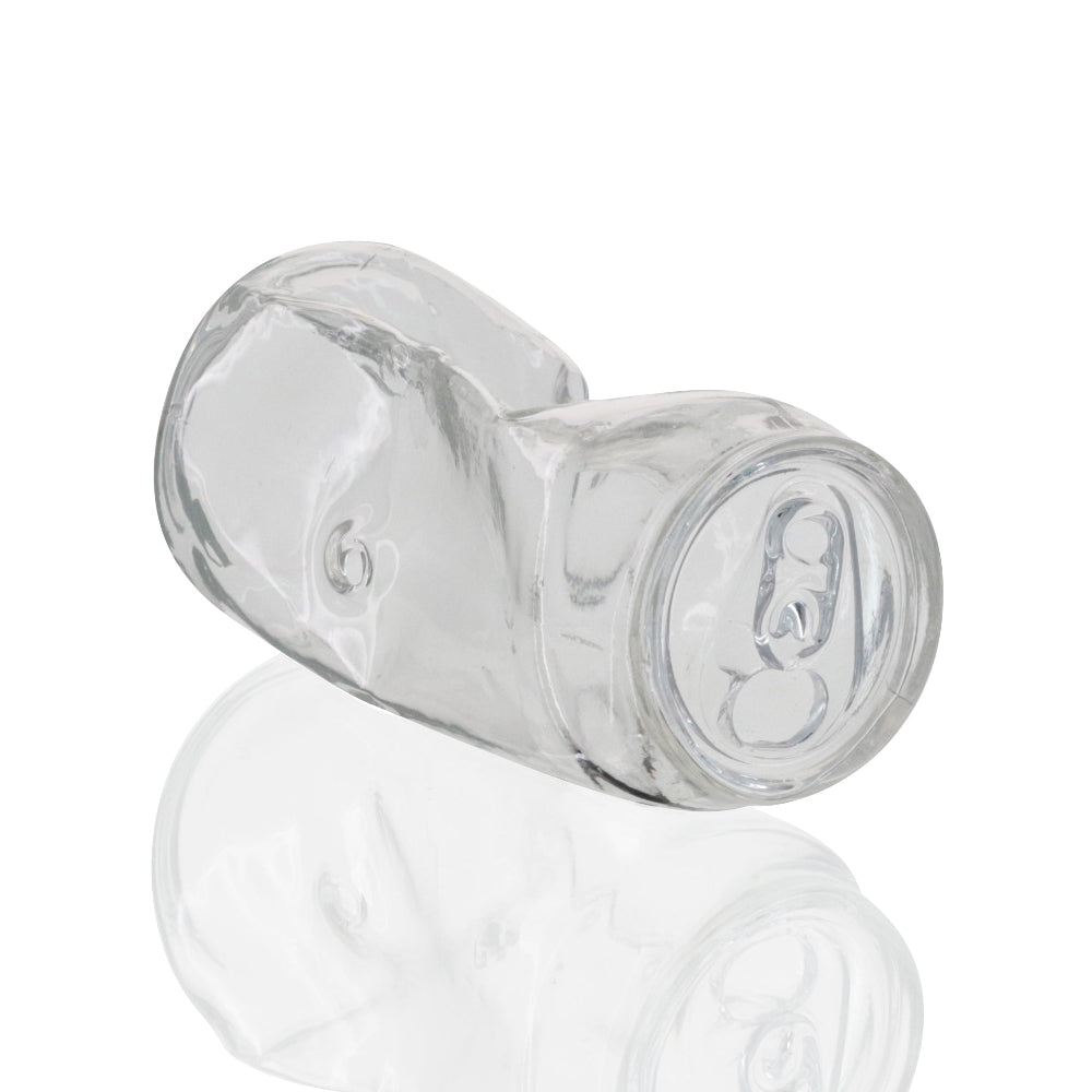 Cute glass soda can bong in clear, included in the Starter Pack Bundle