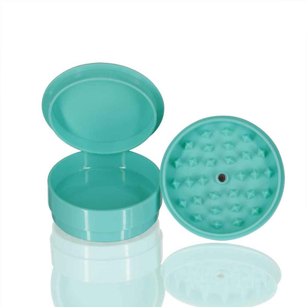 Plastic Herb Grinder Round - Teal open