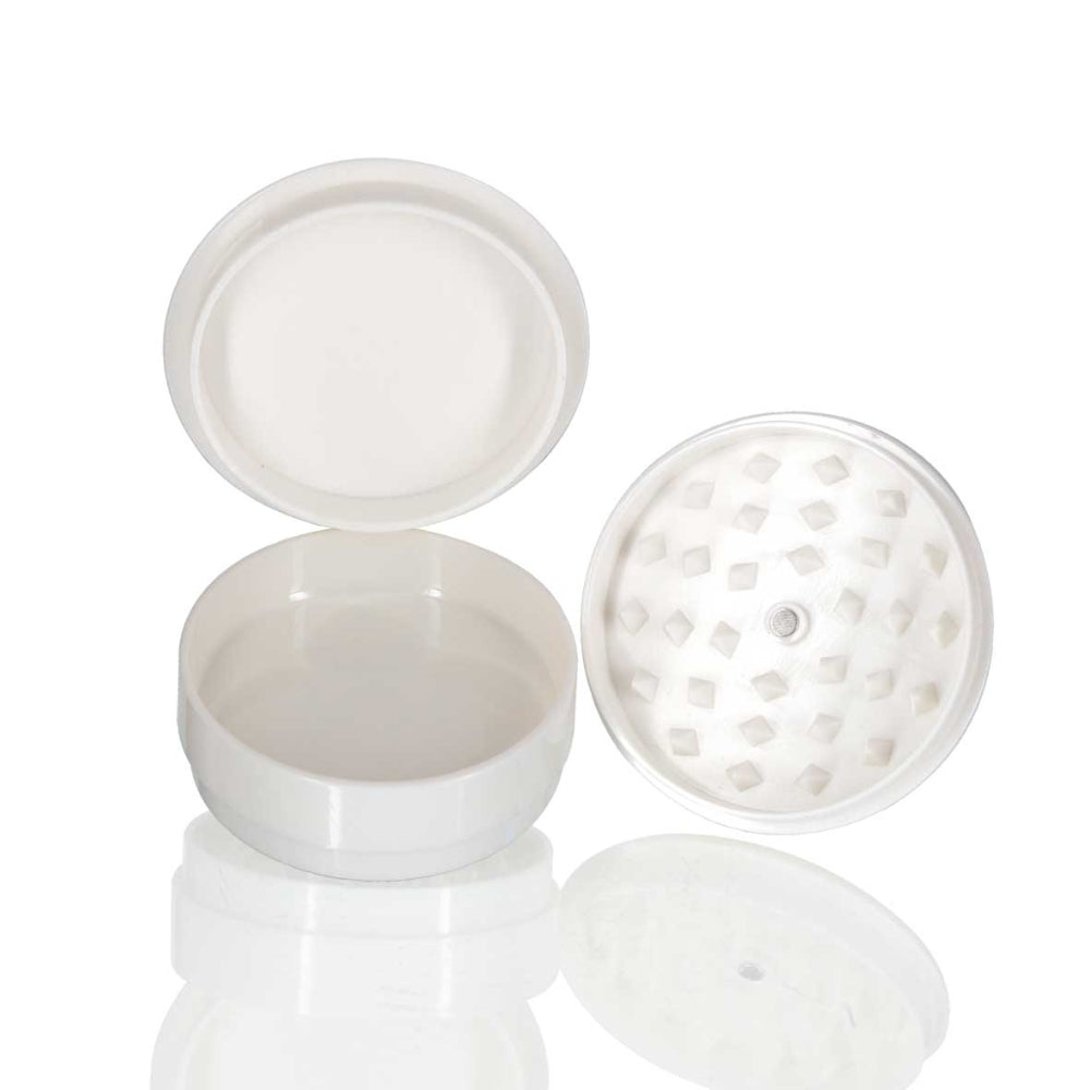 Plastic Herb Grinder Round - White all parts