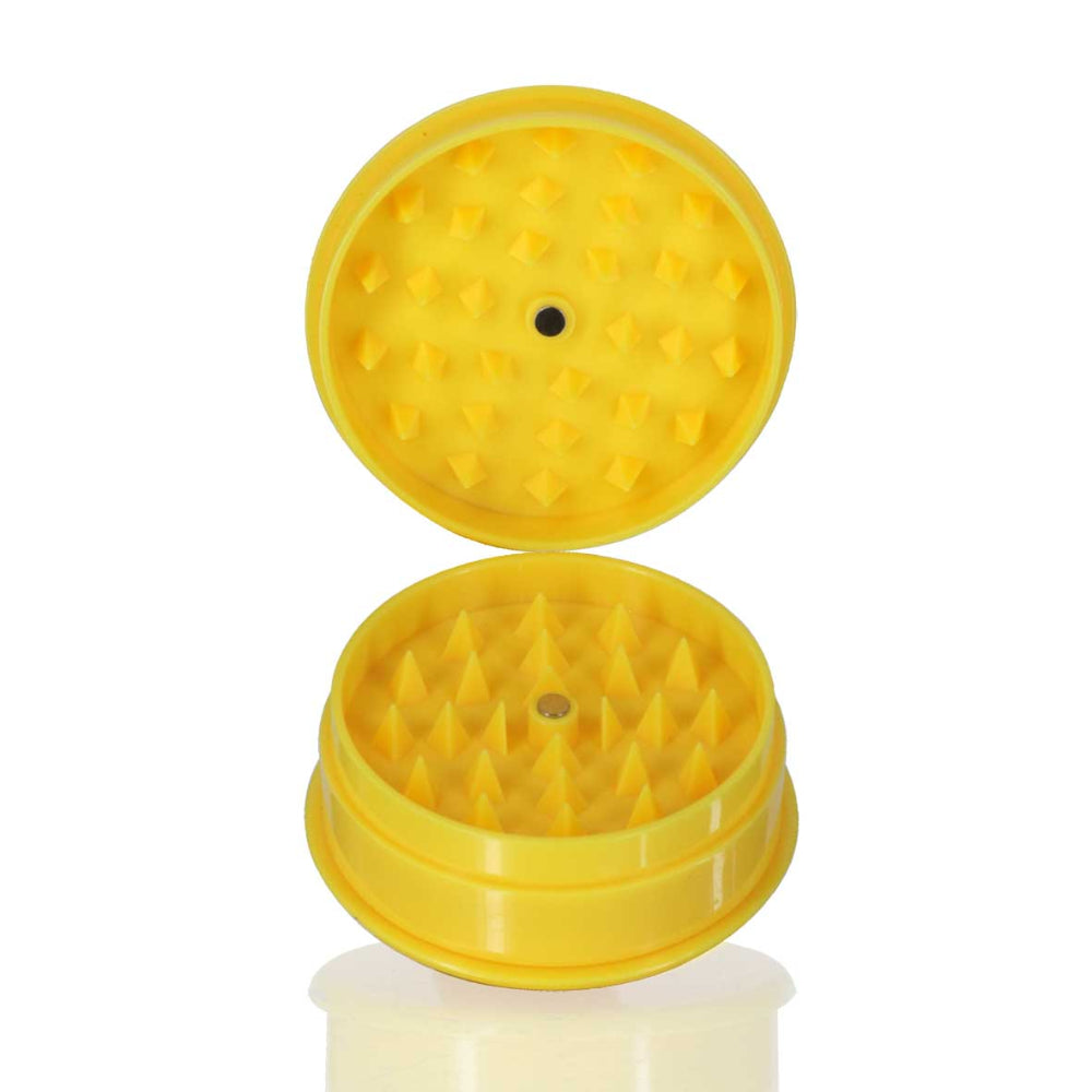 Plastic Herb Grinder Round - Yellow open