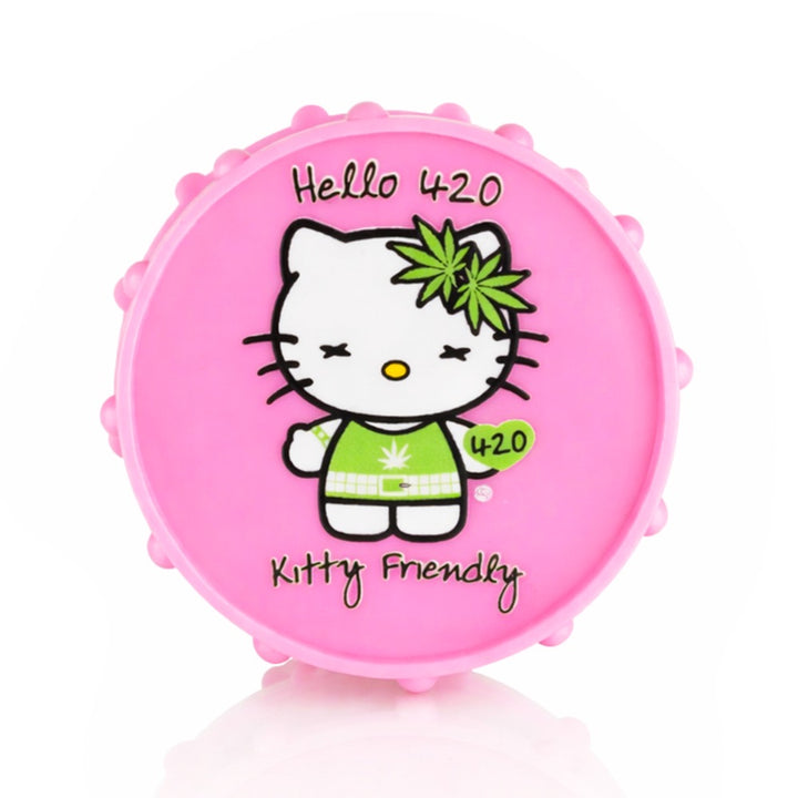 BW - Pink Plastic Weed Grinder 70mm Round - Hello 420 Kitty Friendly