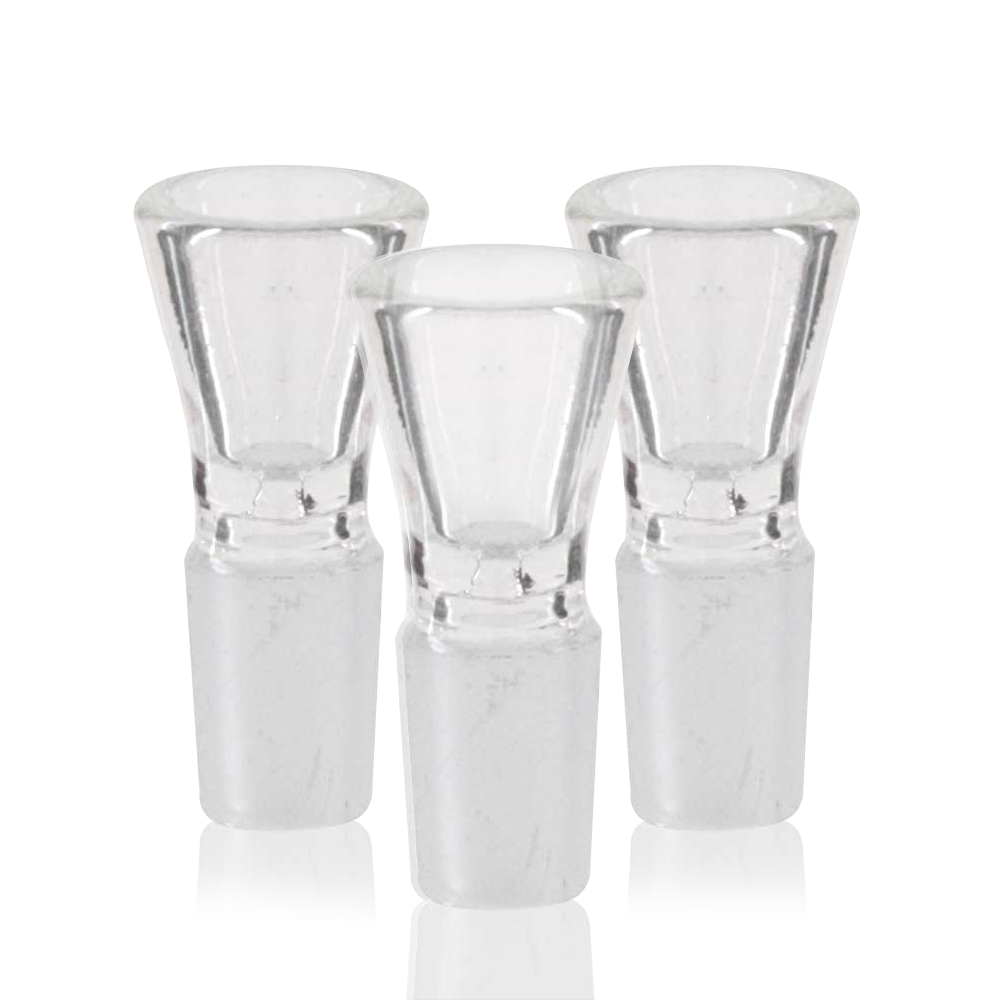 3 pack Glass Cone Piece (Bowl) 14mm Male - Clear