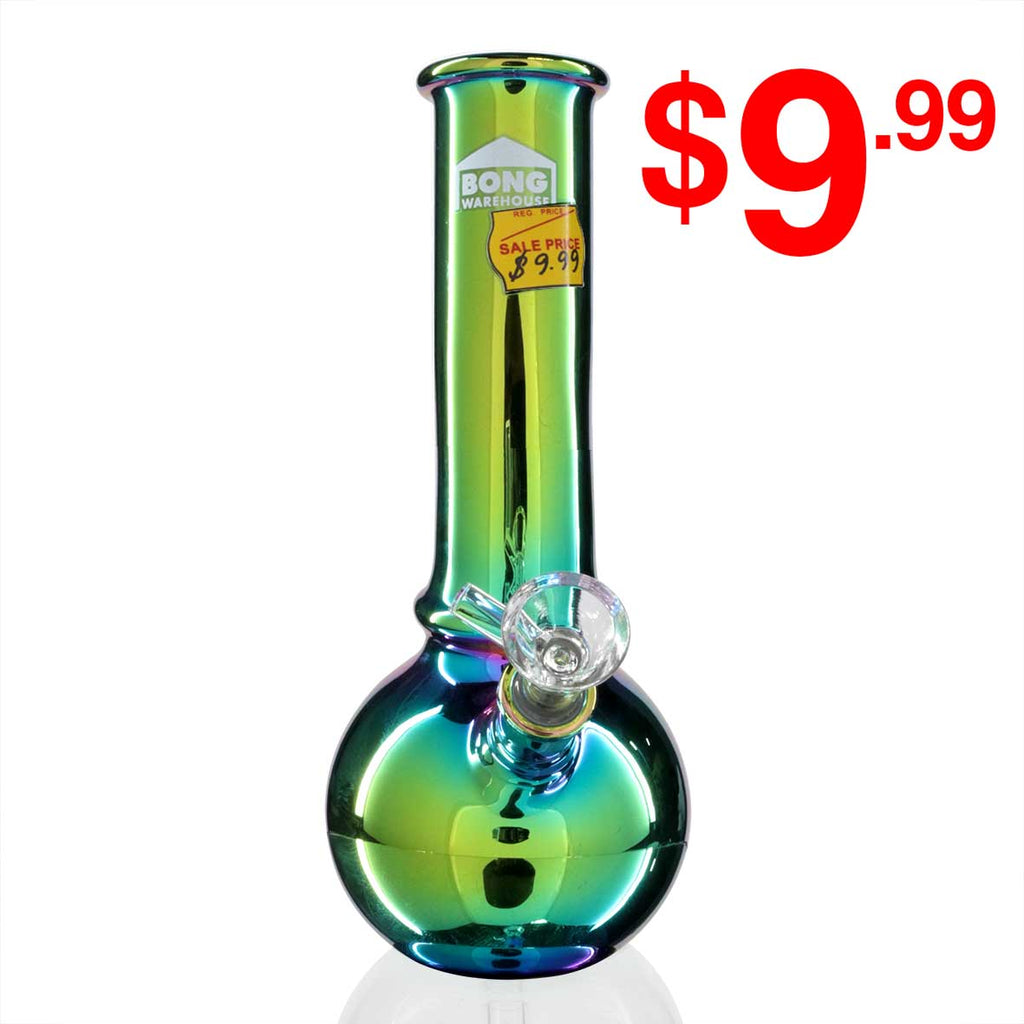 $9.99 Bubble 18cm Glass Bong - Chrome front