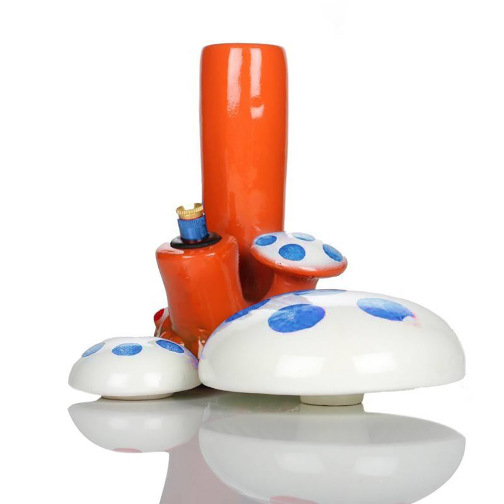 Agung - 23cm Stealth Mushie Ceramic Bong - White/Blue open