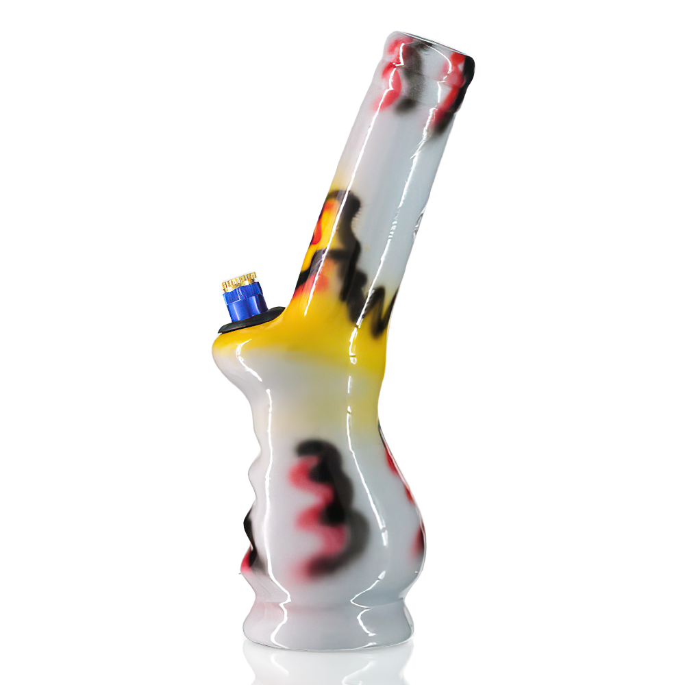 Agung - 25cm Ceramic Gripper Bong - White left