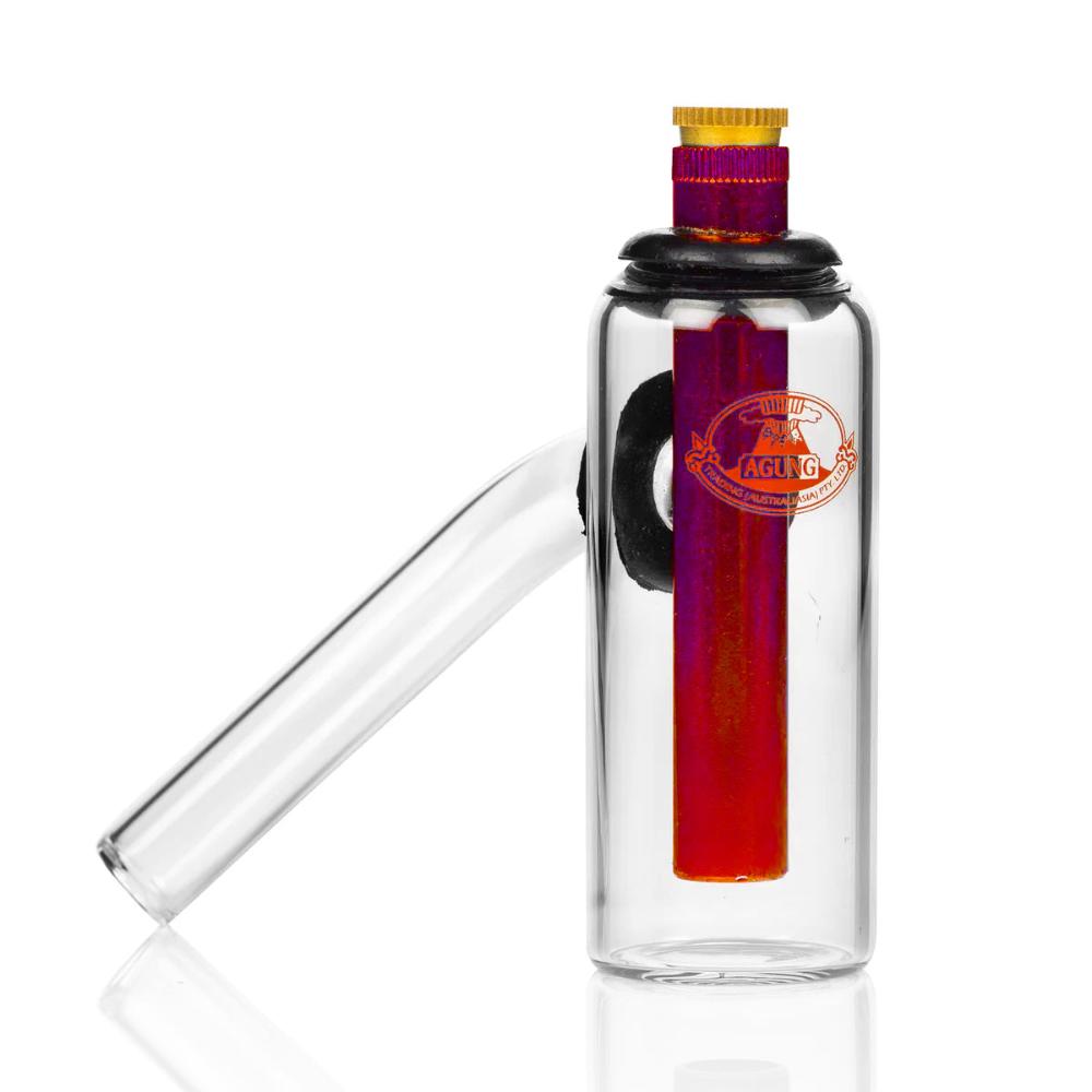 Agung  - Glass Ash Catcher With Metal Stem and Cone Piece -  red