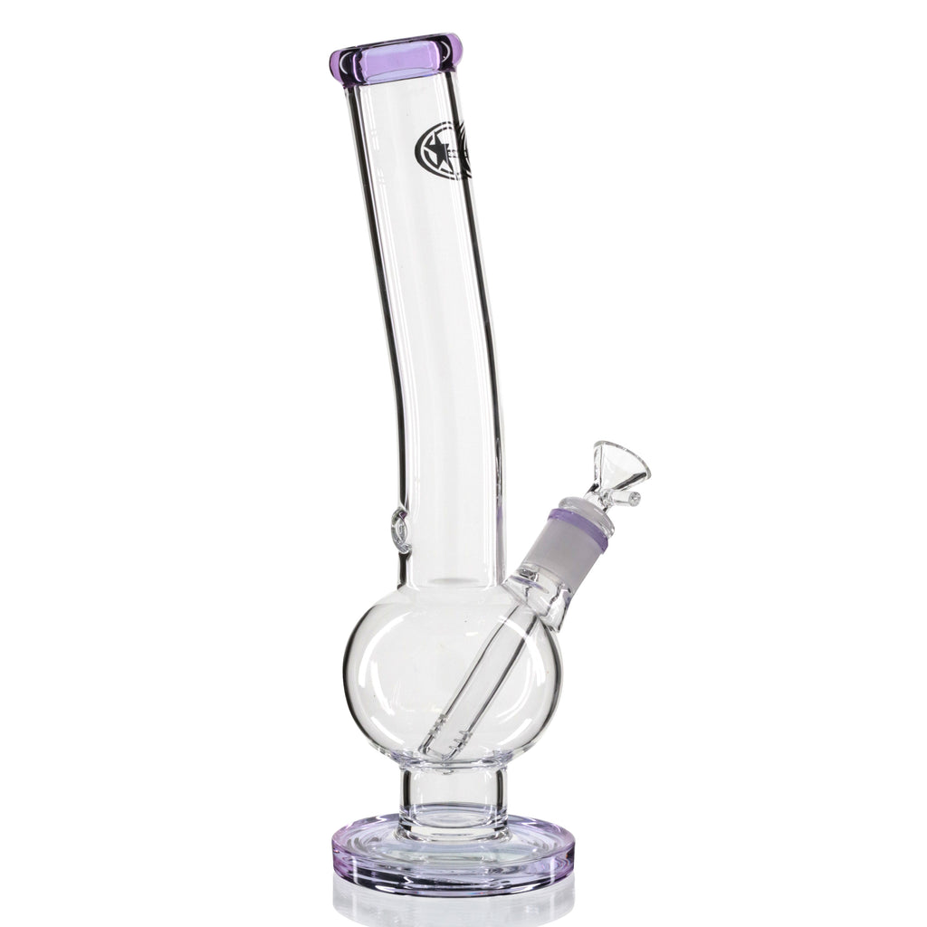 Shotties 33cm Glass Bent Bubble Bong - Clear/Purple back